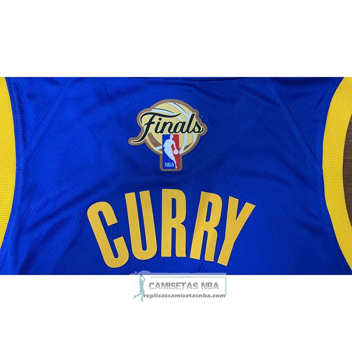 Camiseta Golden State Warriors Stephen Curry NO 30 Icon 2022 NBA Finals Azul